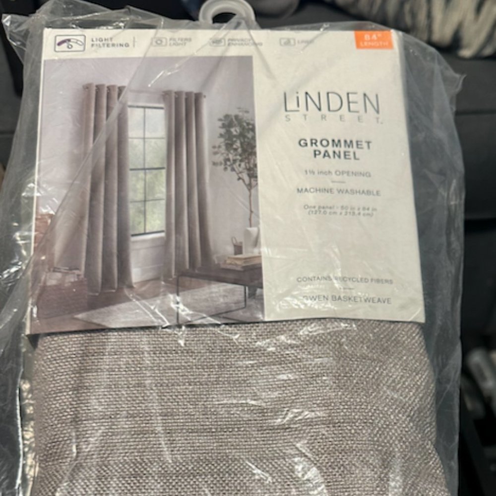 Linden Street Gwen Basketweave Light-Filtering Grommet Top Single Curtain Panel